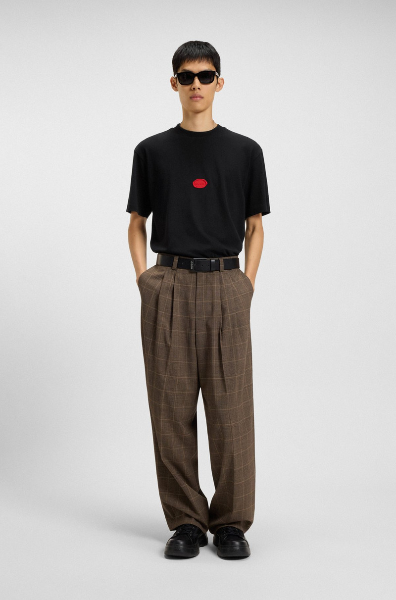 HUGO COTTON JERSEY T-SHIRT WITH CURVED LOGO outlook
