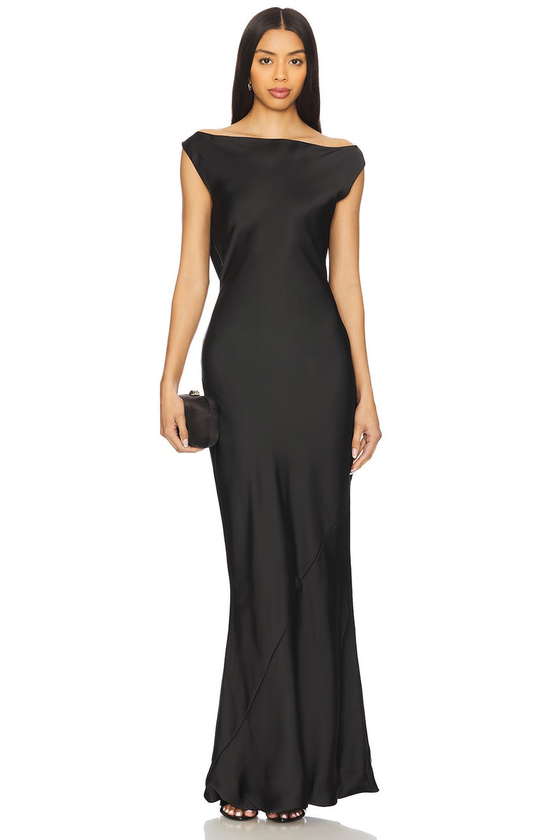 Sleeveless Low Back Drape Gown - 1