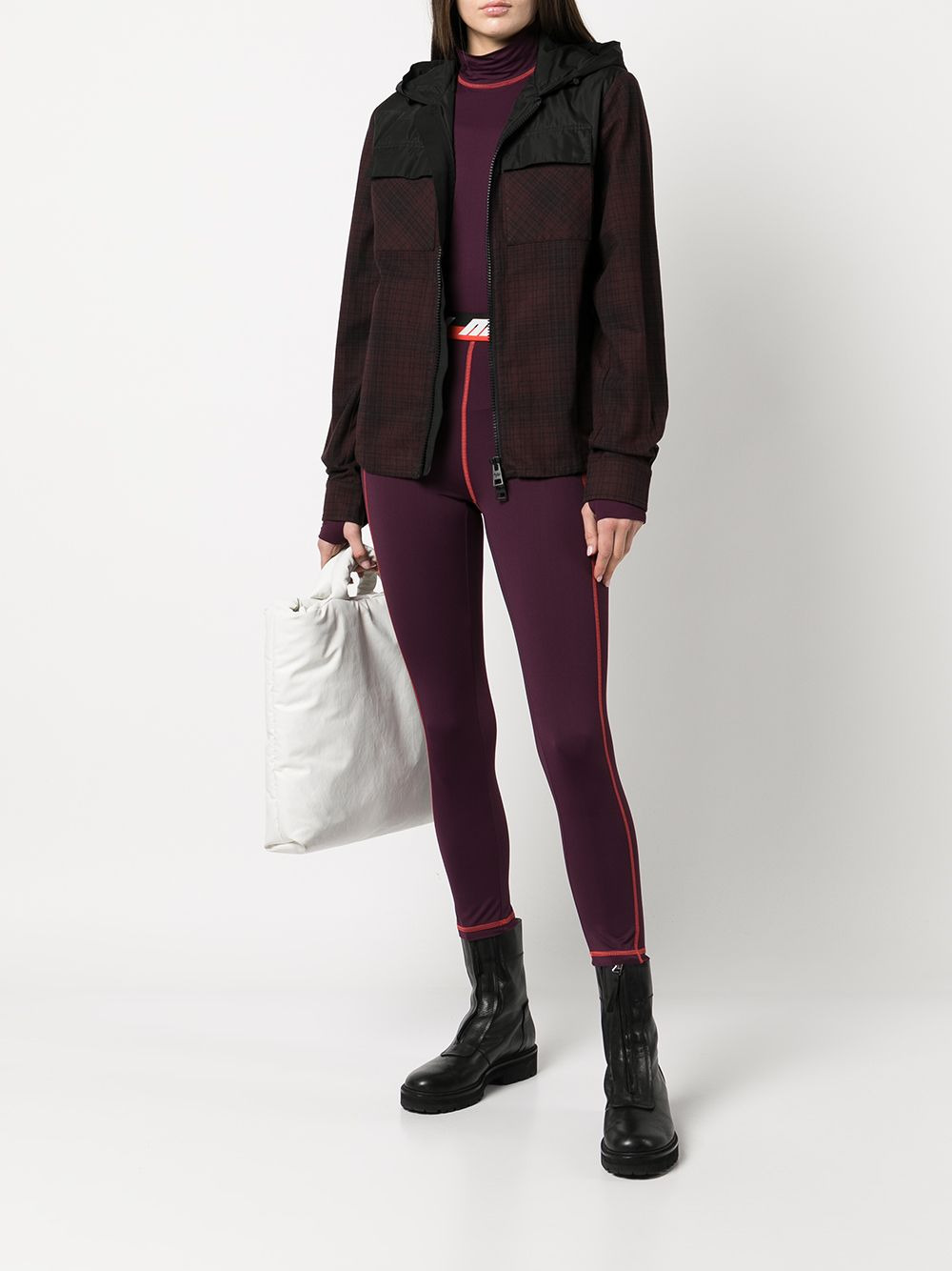 check-print zipped hoodie - 2