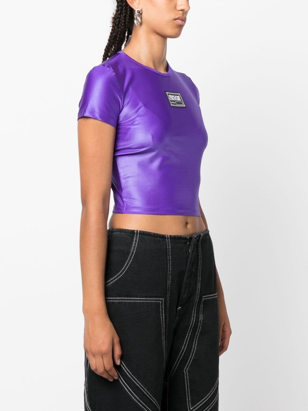 logo-patch cropped T-shirt - 3