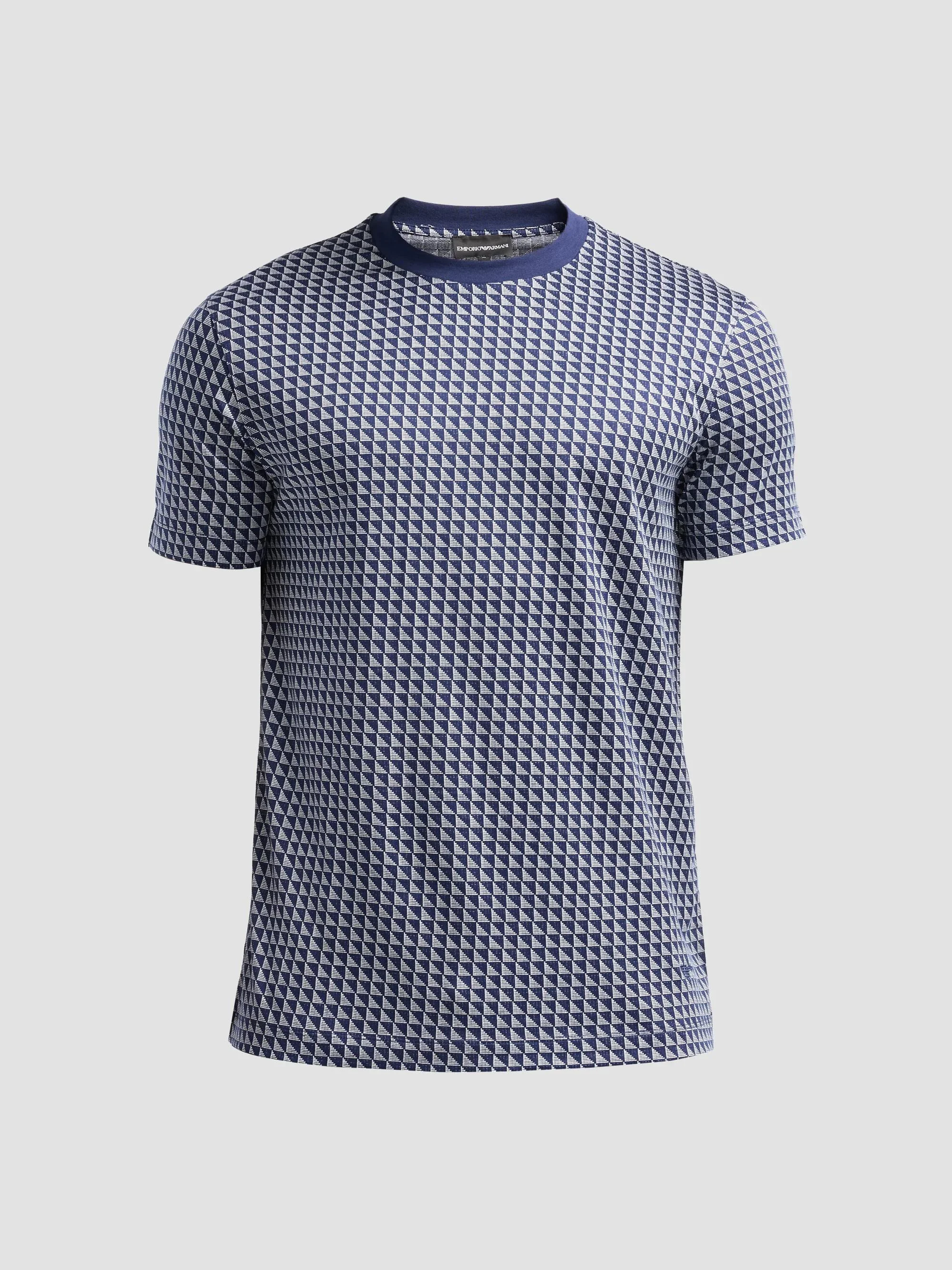 Men's Contrast Triangle Crewneck T-Shirt - Multi Blue - 1