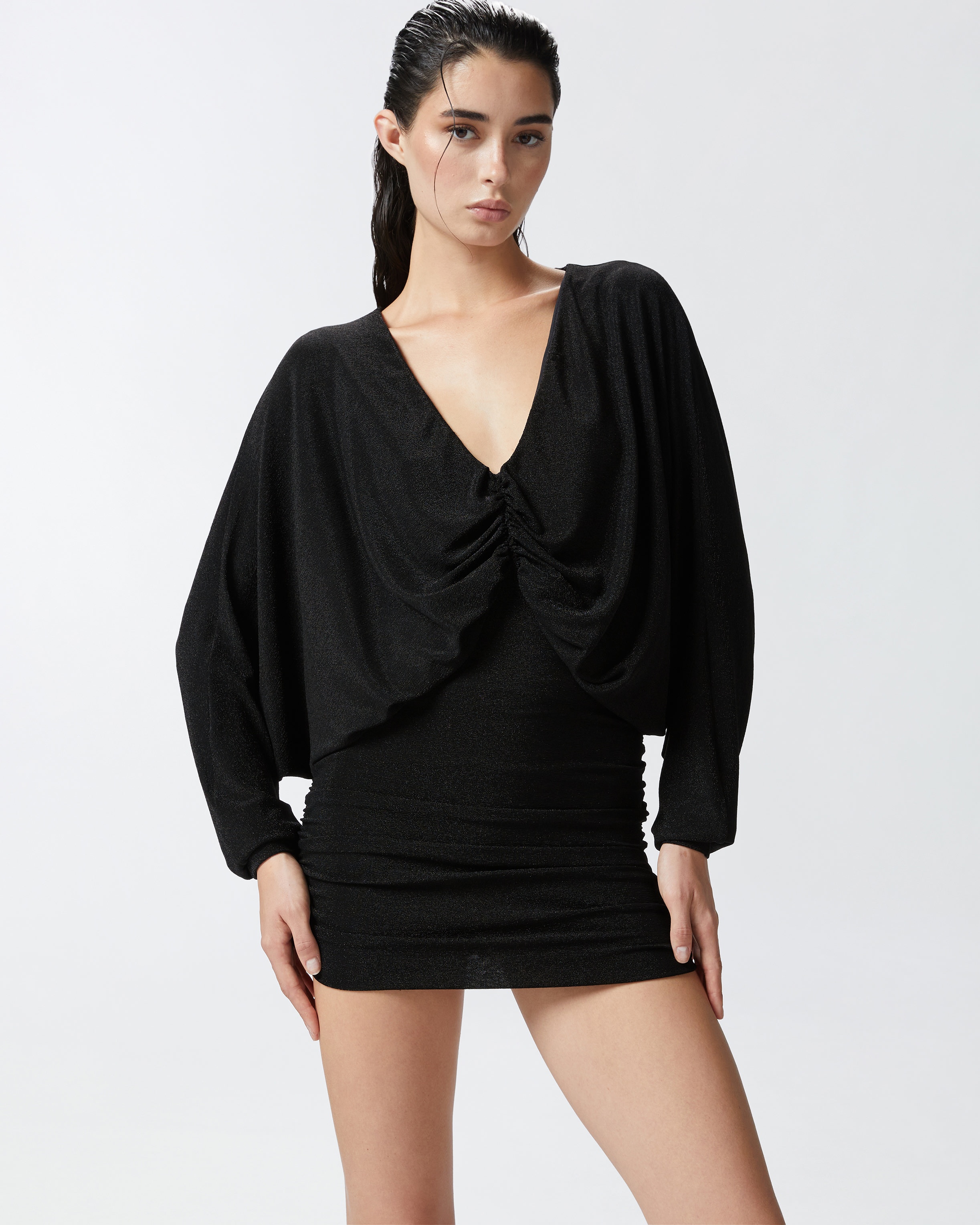 METALLIC JERSEY MINI DRESS - 3
