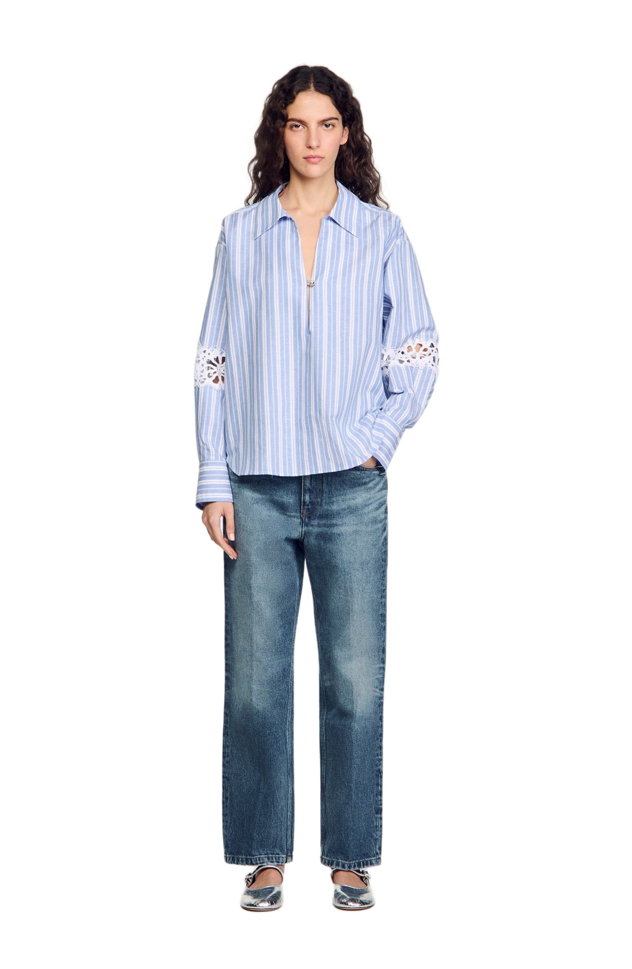 SANDRO Striped shirt in Blu /White at Nordstrom - 6