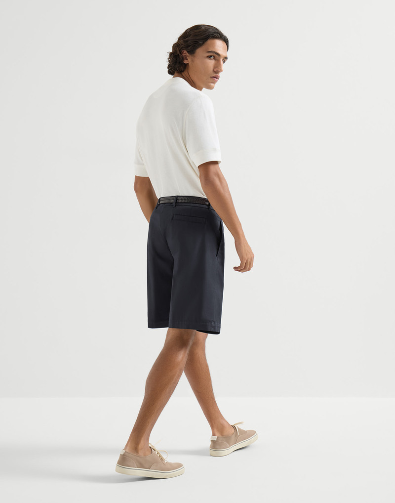 Garment-dyed Bermuda shorts in American Pima cotton comfort gabardine 5