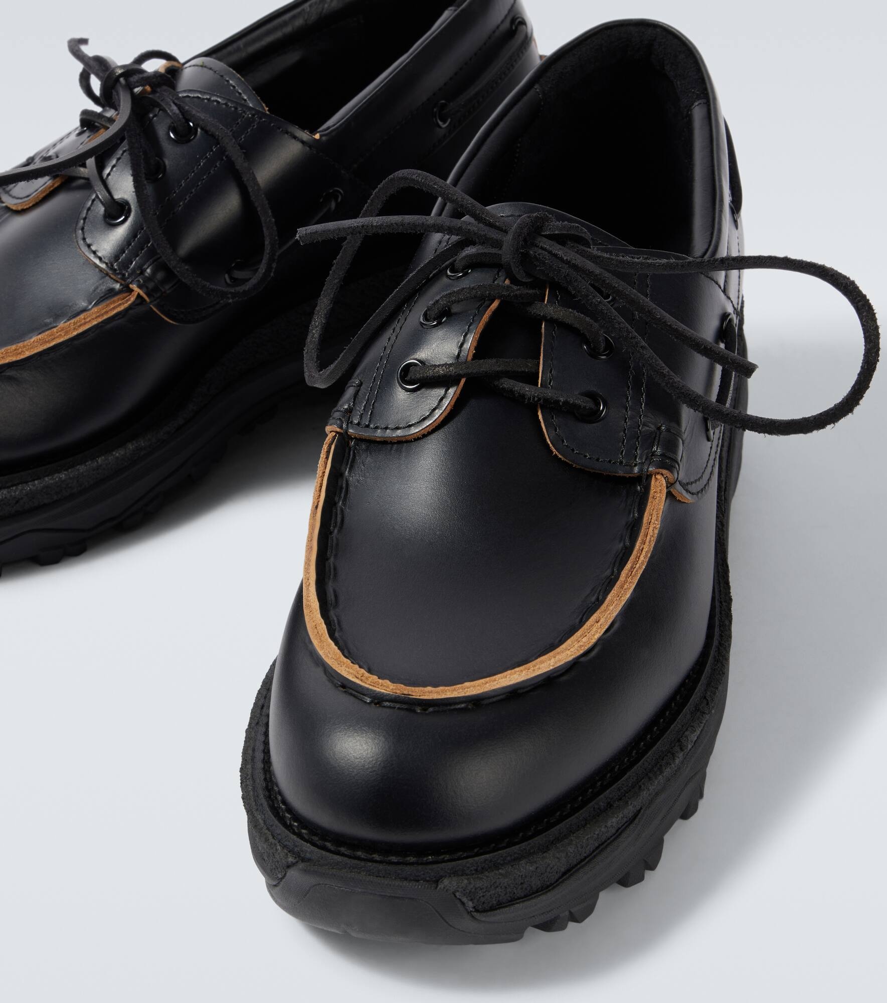 Leather platform boat shoes - 3