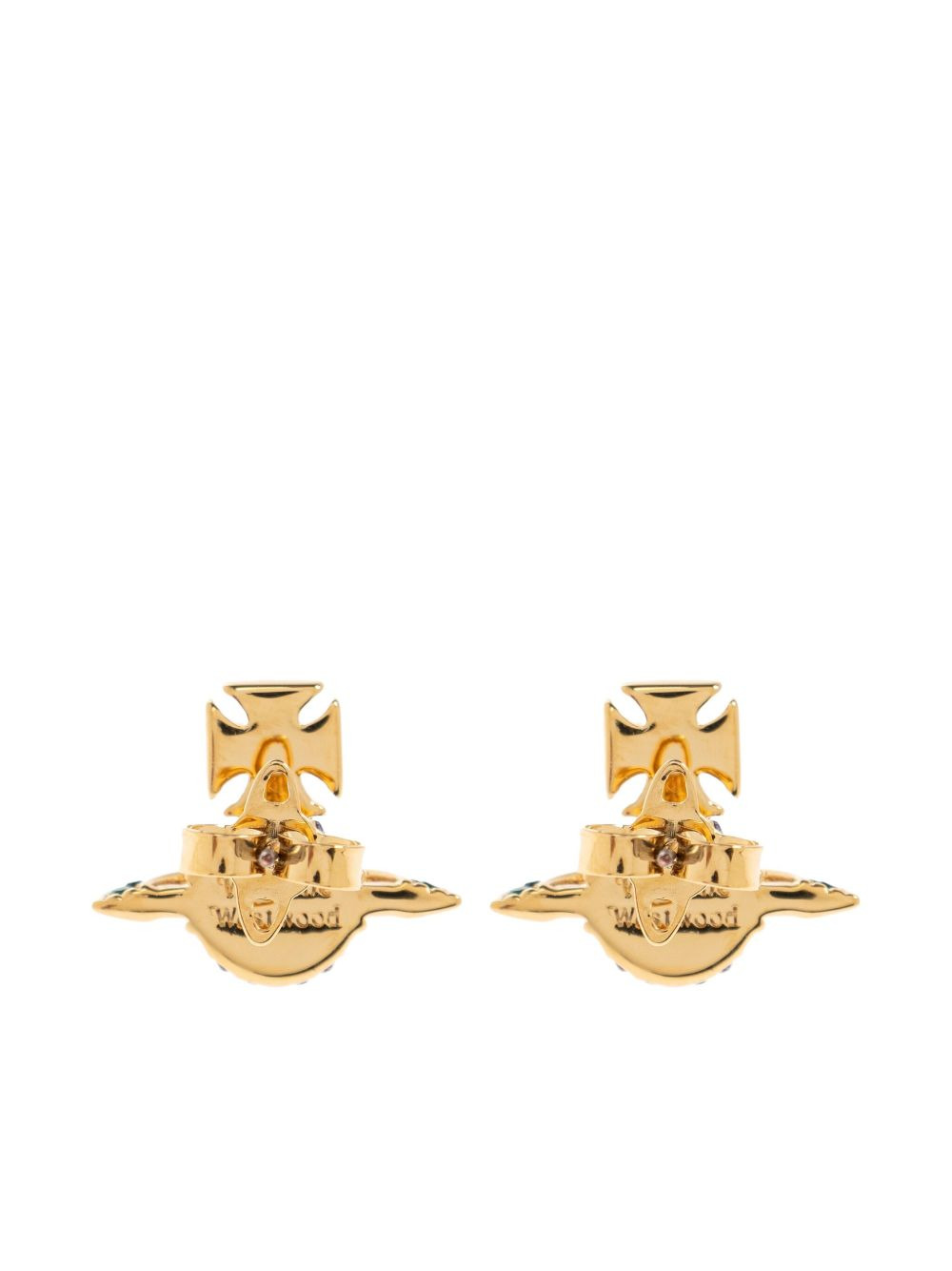 orb cross crystal earrings - 3