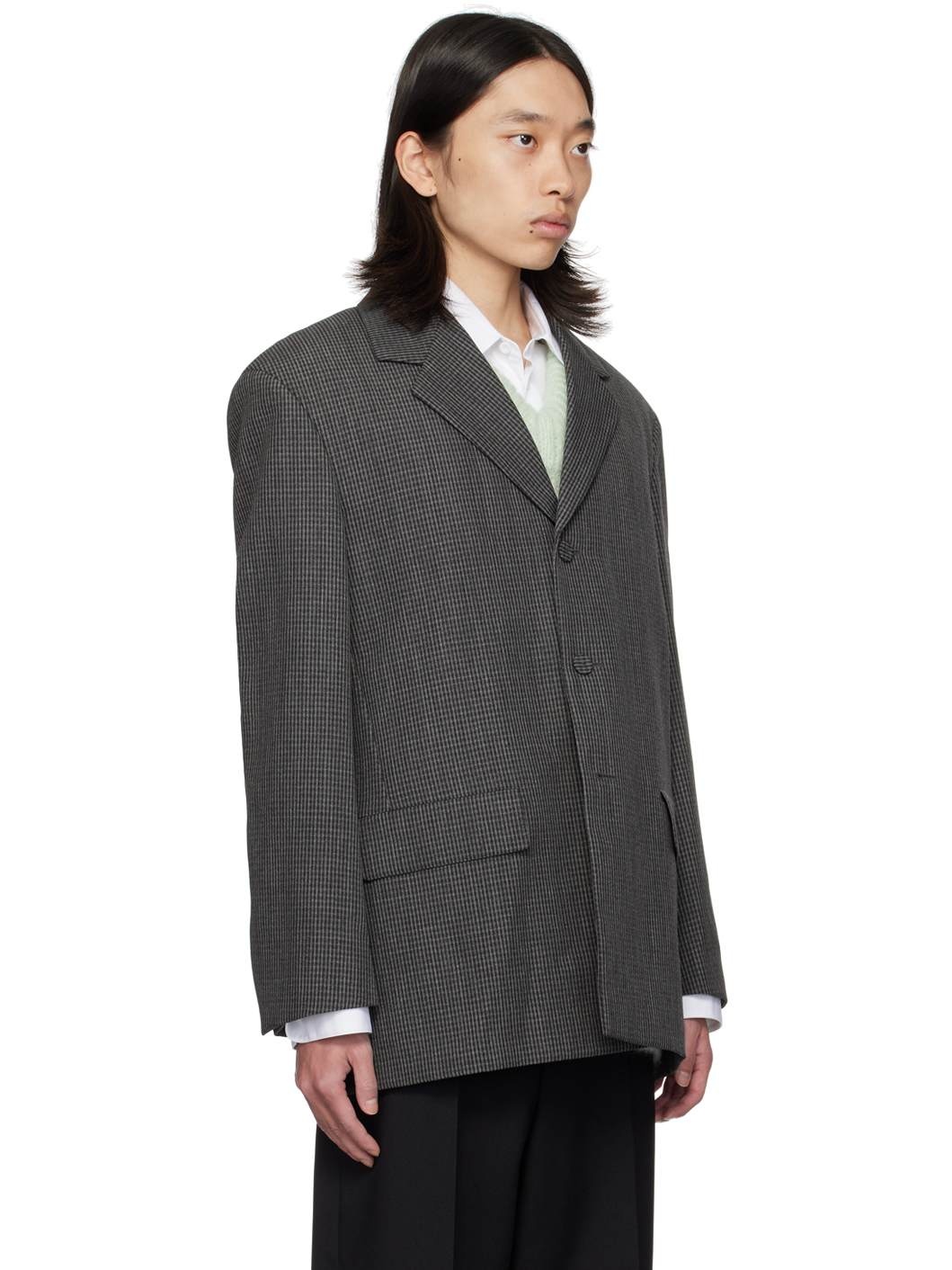 Gray Check Blazer - 2