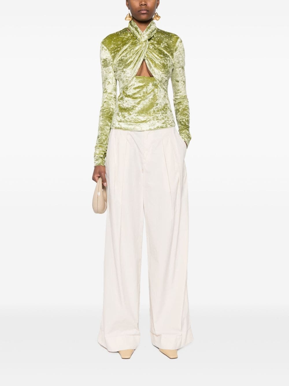 Iride twist-detailing velvet top - 2