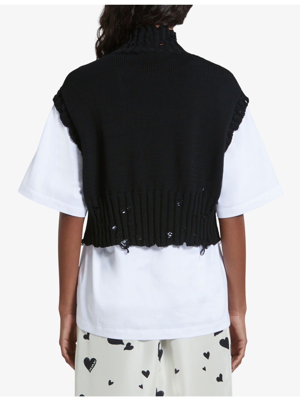 Distressed cropped cotton-knit vest - 4