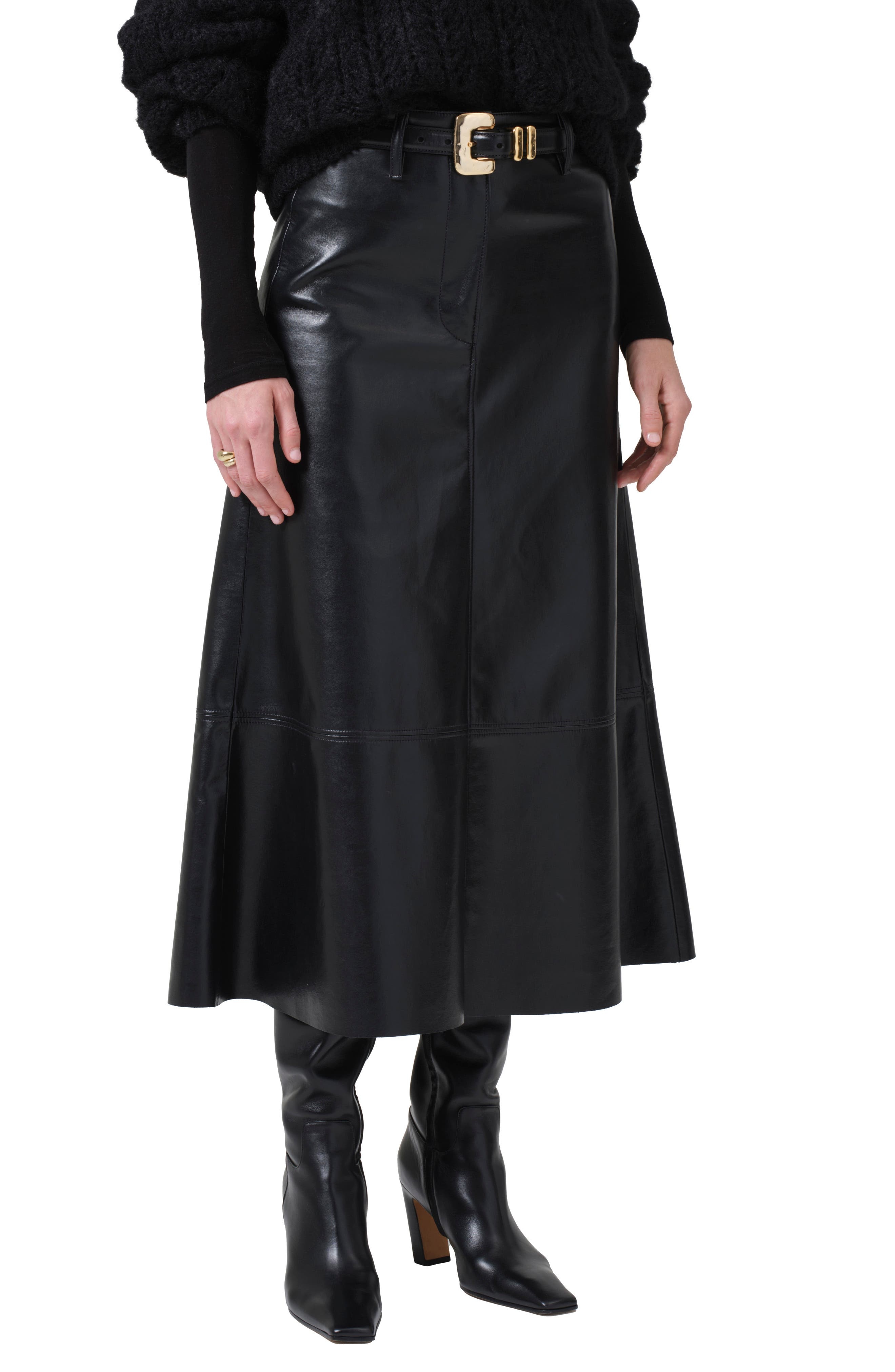 Citizens of Humanity Cassia Faux Leather Midi A-Line Skirt in Black at Nordstrom - 5