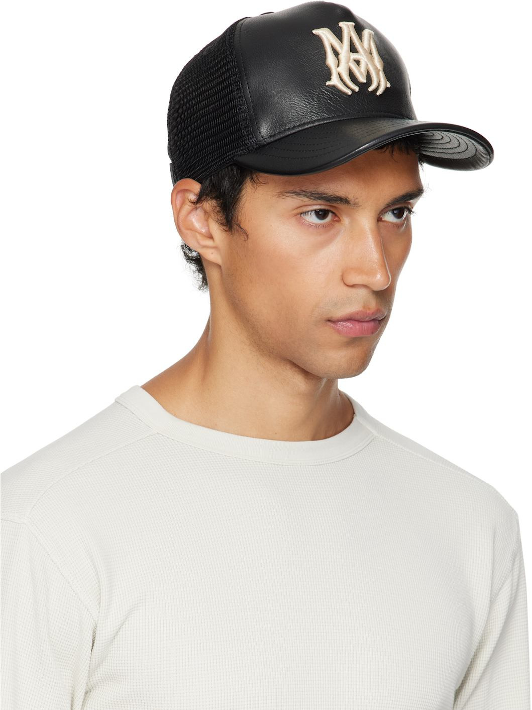 Black Leather MA Trucker Cap - 2