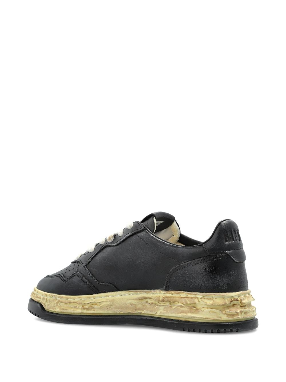leather distressed-sole sneakers - 4