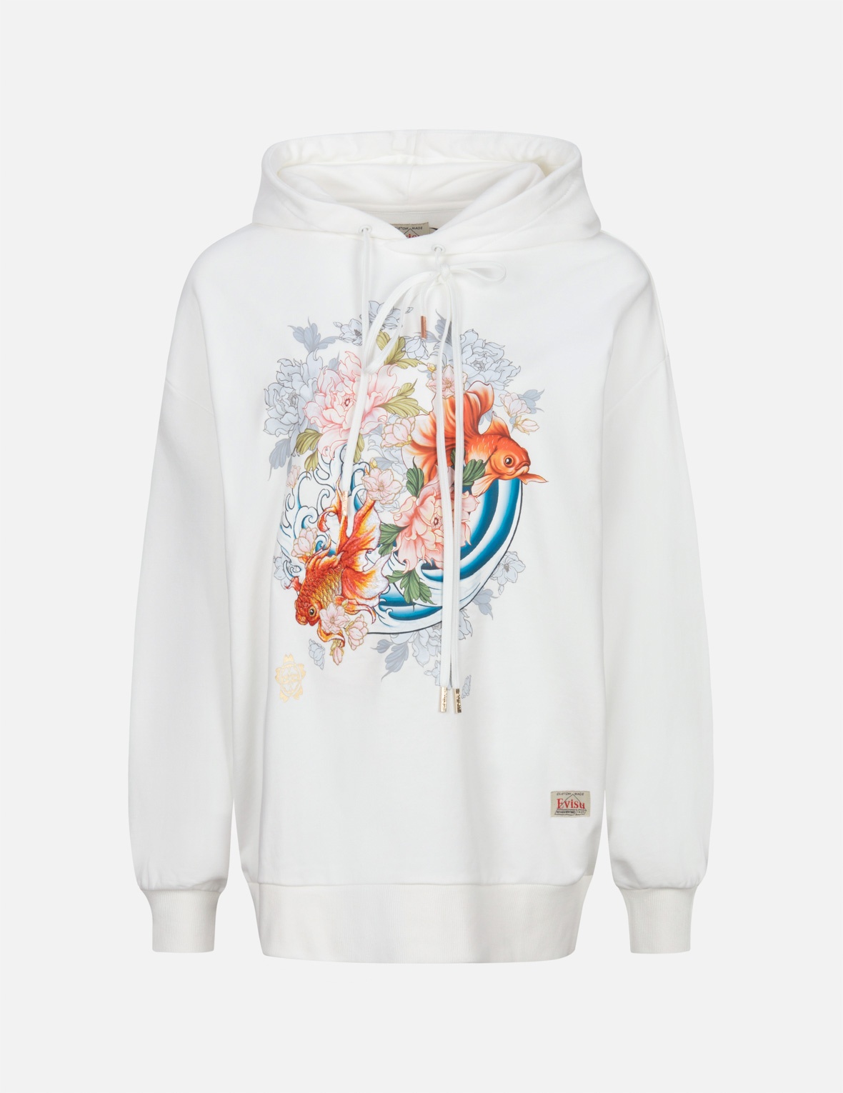 GOLDFISH AND FLORAL FLOW PRINT OVERSIZED HOODIE - 1