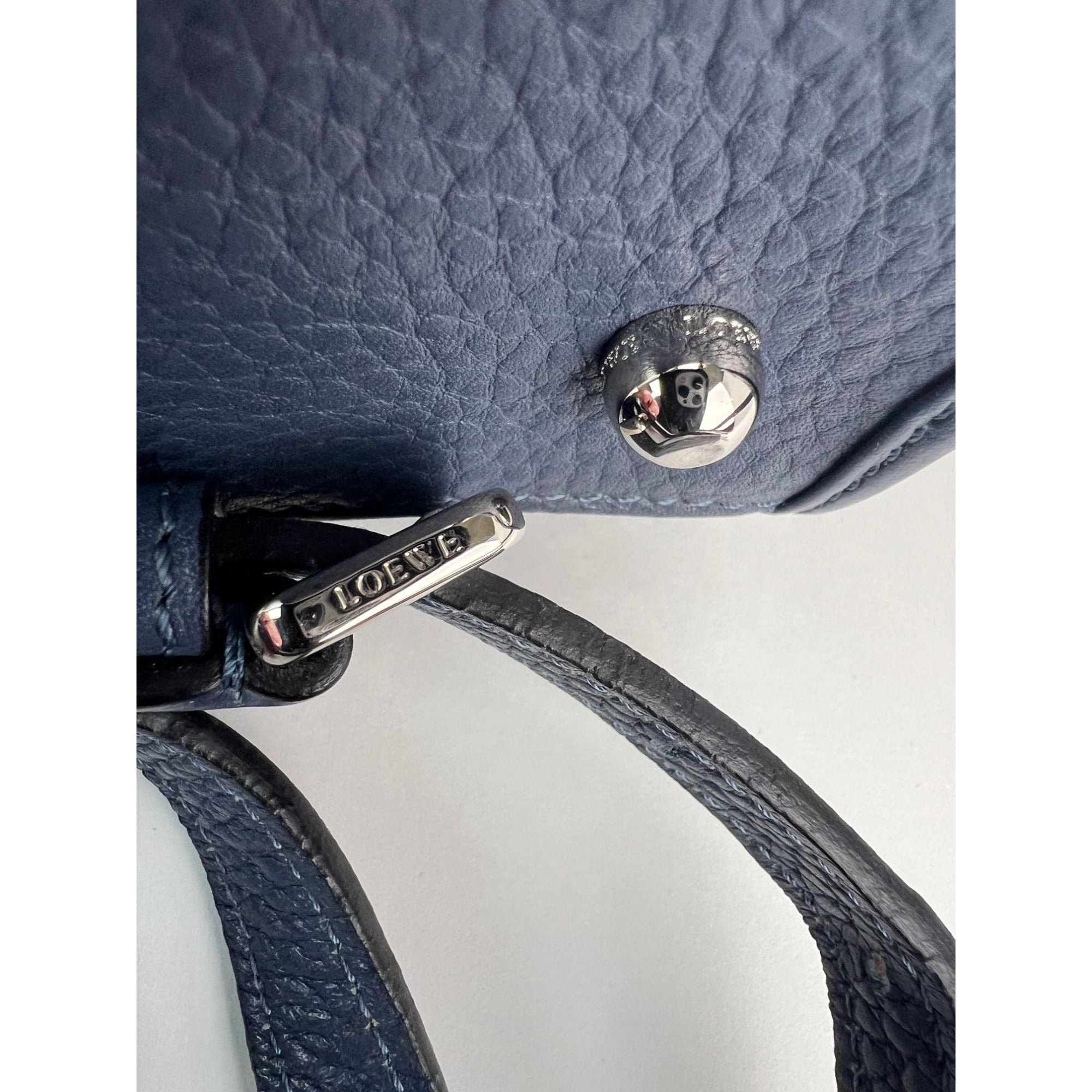 Loewe Calfskin Leather Alamo 28 Blue Crossbody Bag - 12