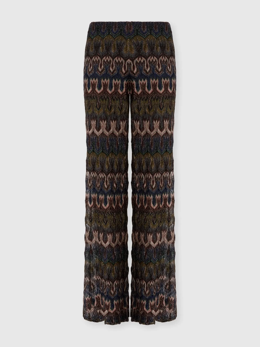 Viscose Lamé Trousers with Arabesque Motif - 1