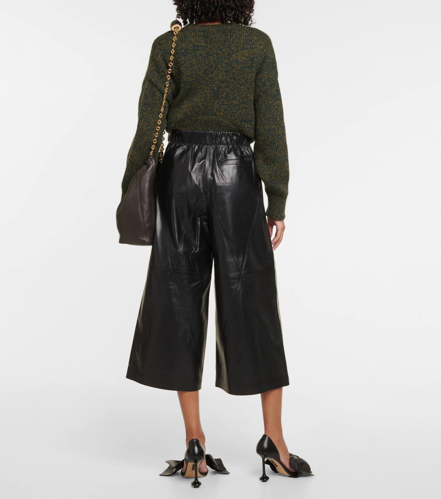 High-rise leather culottes - 3