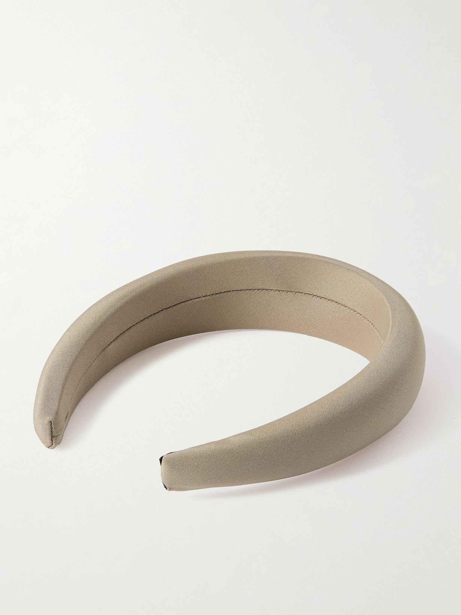 Classic Puffy silk-crepe headband Taupe - 3