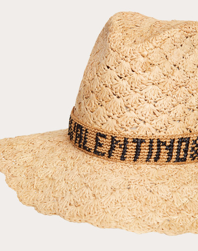 Valentino BORSALINO X VALENTINO - Raffia crochet hat with Valentino-embroidered ribbon outlook