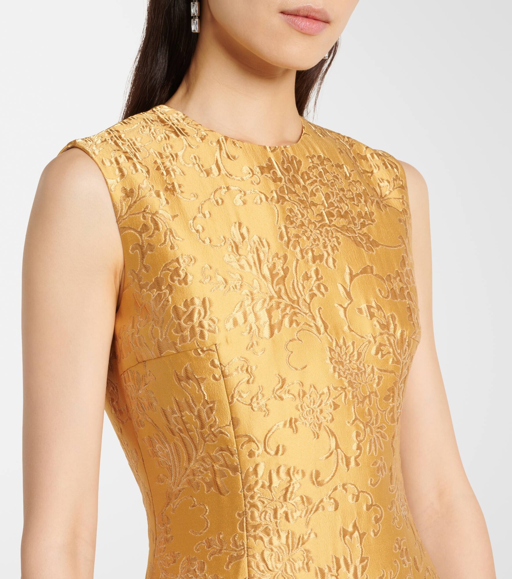 Mara floral embossed jacquard midi dress - 4