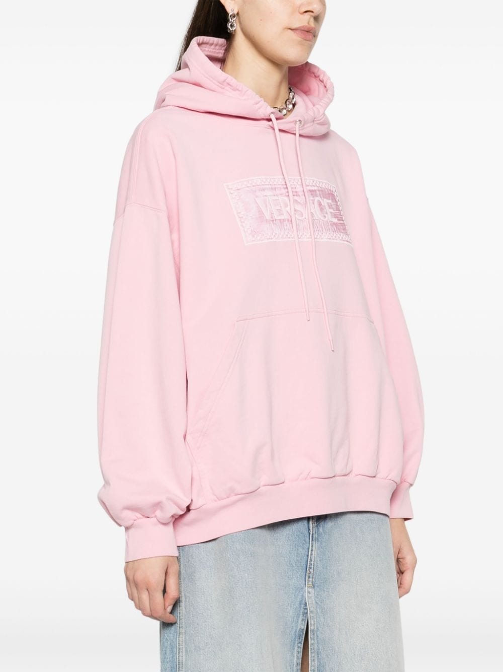 logo-embroidered cotton hoodie - 3