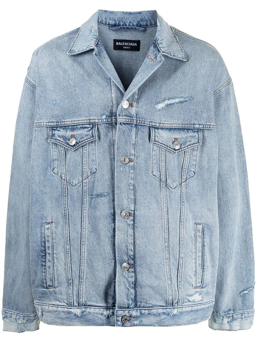 distressed-effect denim jacket - 1