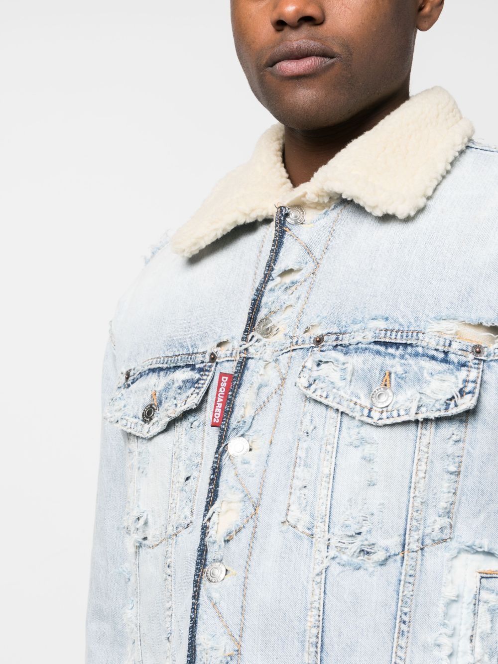 distressed denim jacket - 5