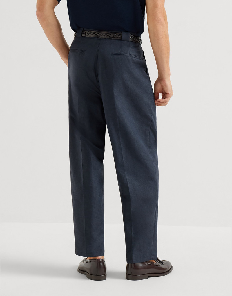 Cotton and linen panama trousers with pleat 3