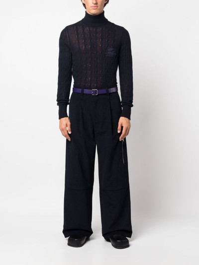 Etro roll-neck cashmere cable-knit jumper outlook