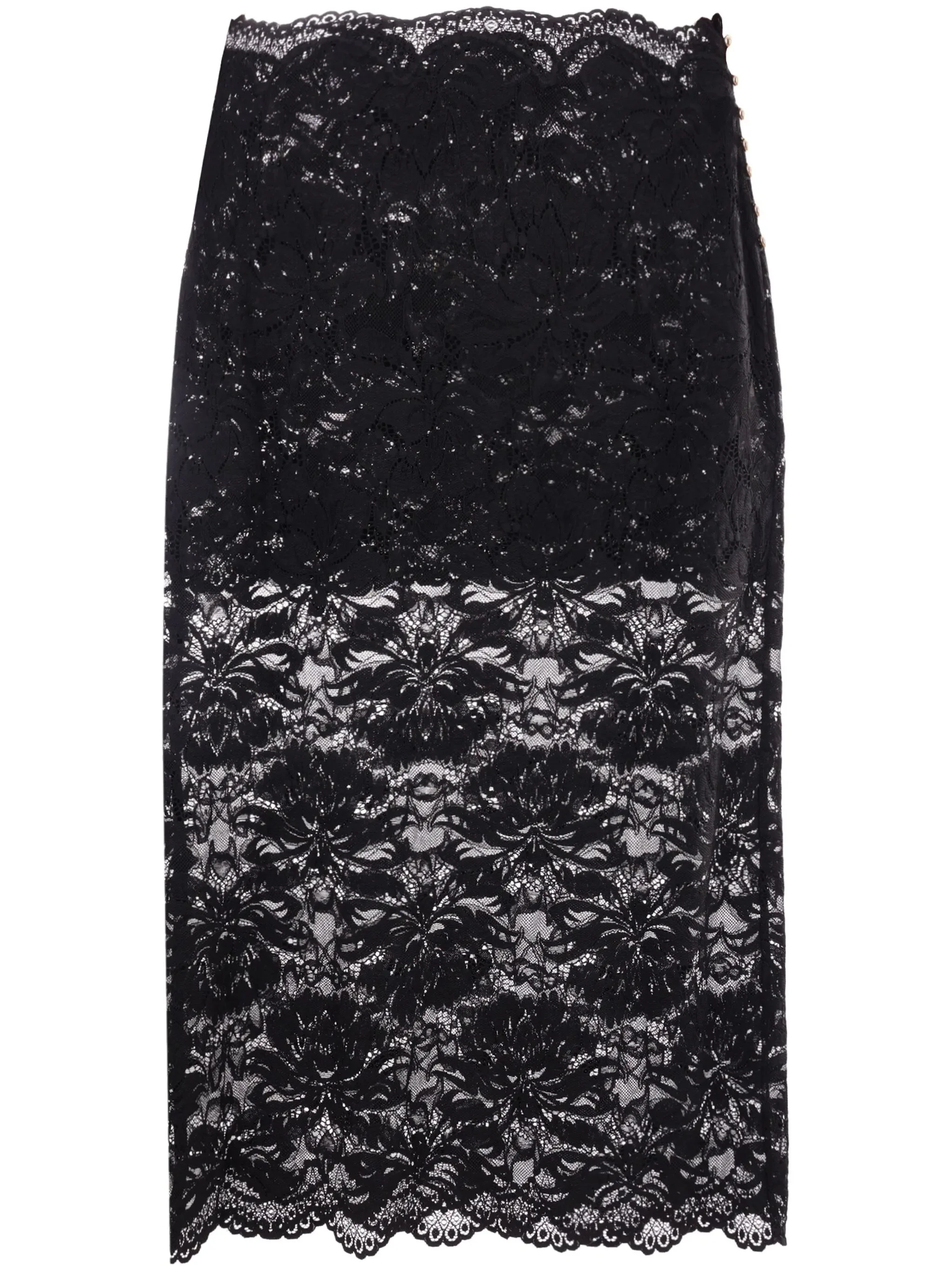 floral-lace sheer skirt - 1