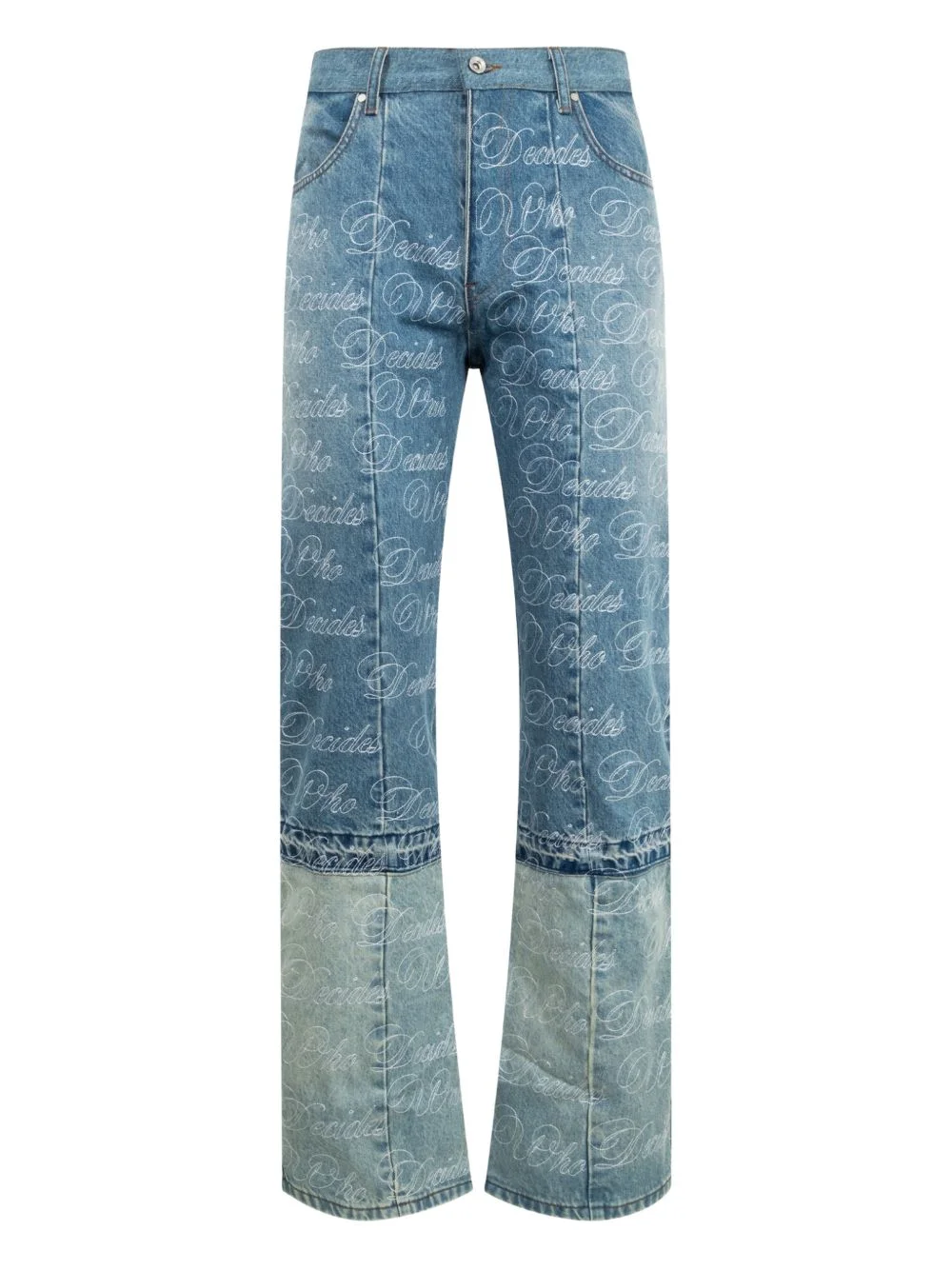 logo-embrodery panelled jeans - 1