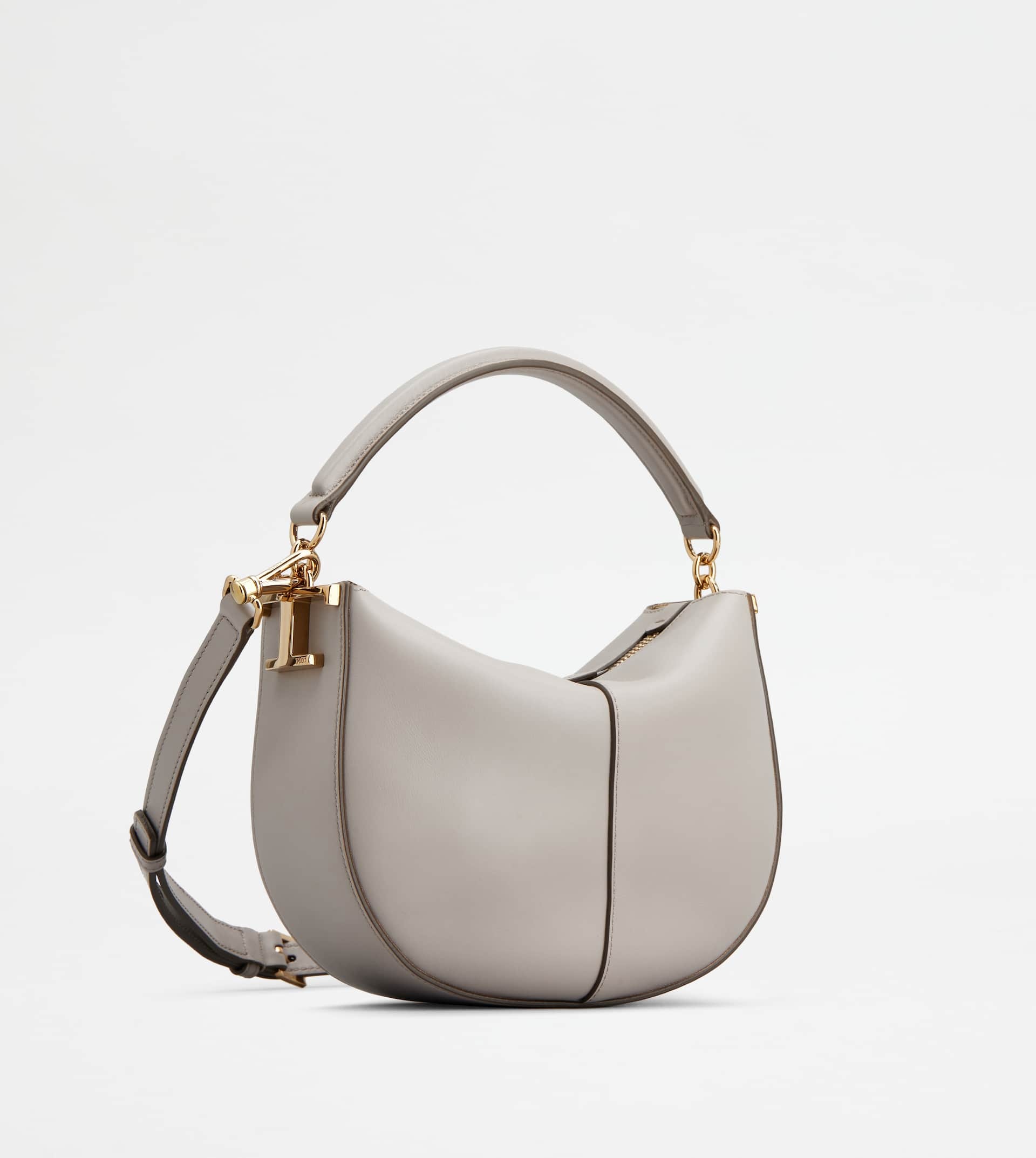 TOD'S T CASE HOBO BAG IN LEATHER MINI - GREY - 5