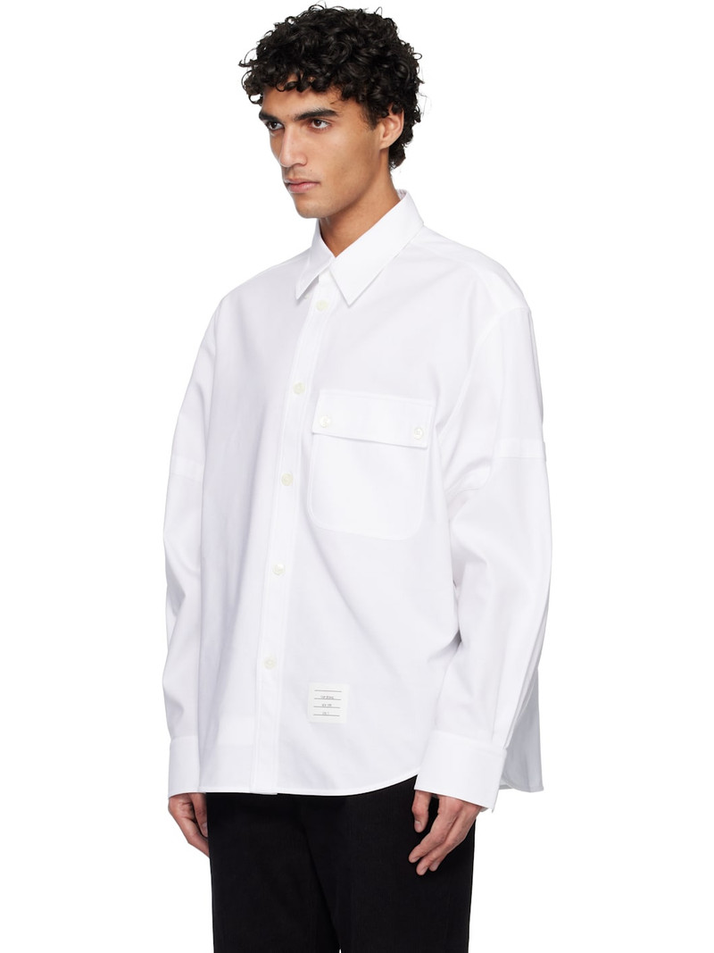 Thom Browne White Opique Double Needle Armband Oversized Shirt outlook