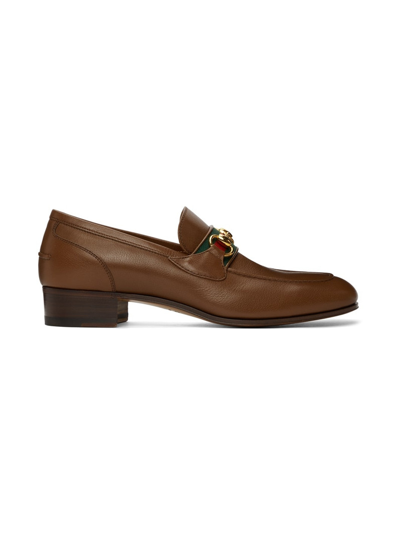 Brown Web Horsebit Loafers 1