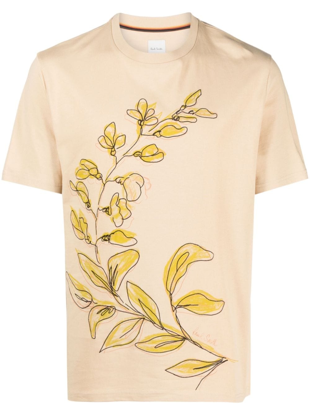 floral-embroidery cotton T-shirt - 1