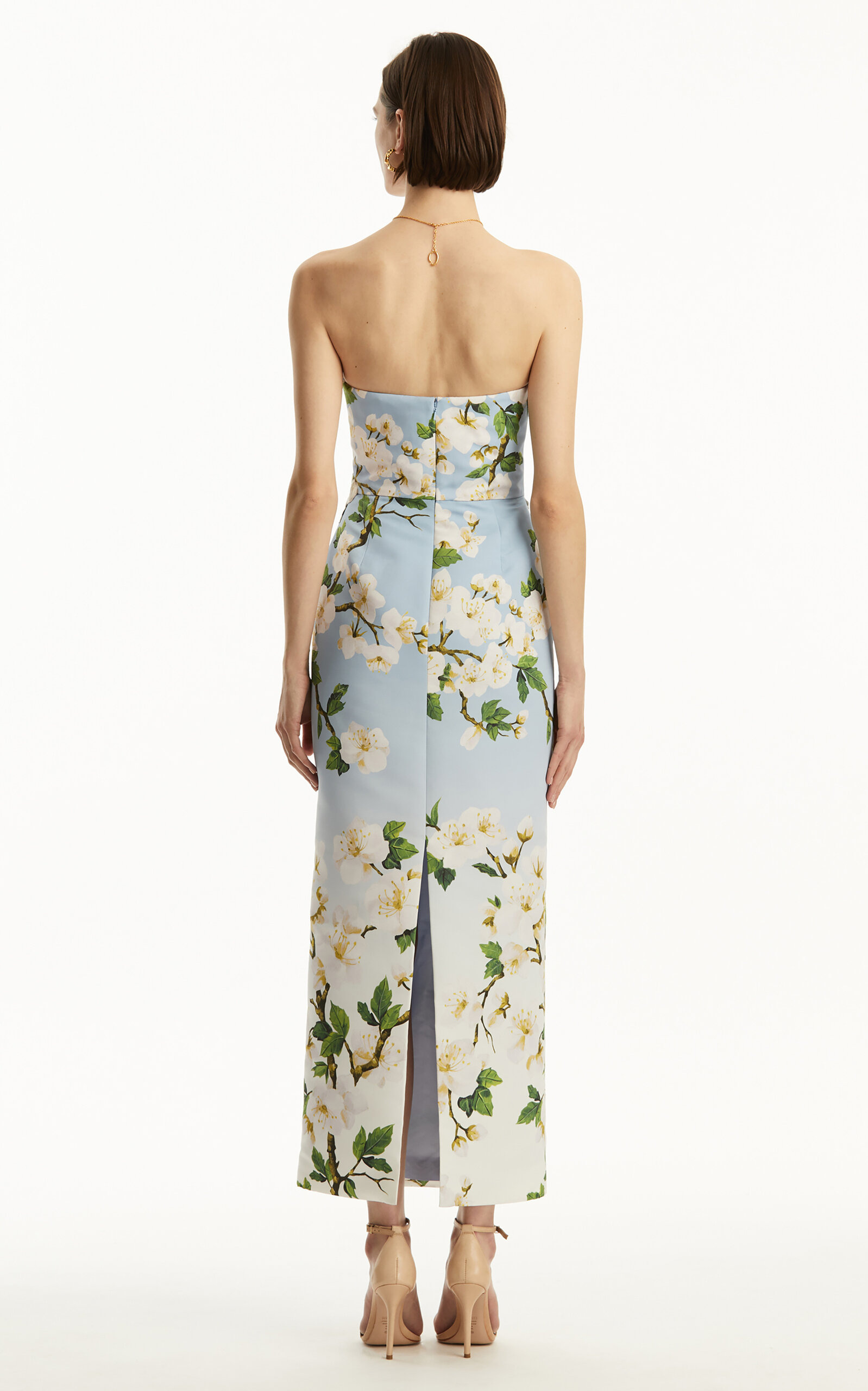 Ombré Embroidered Silk Gown light blue - 4