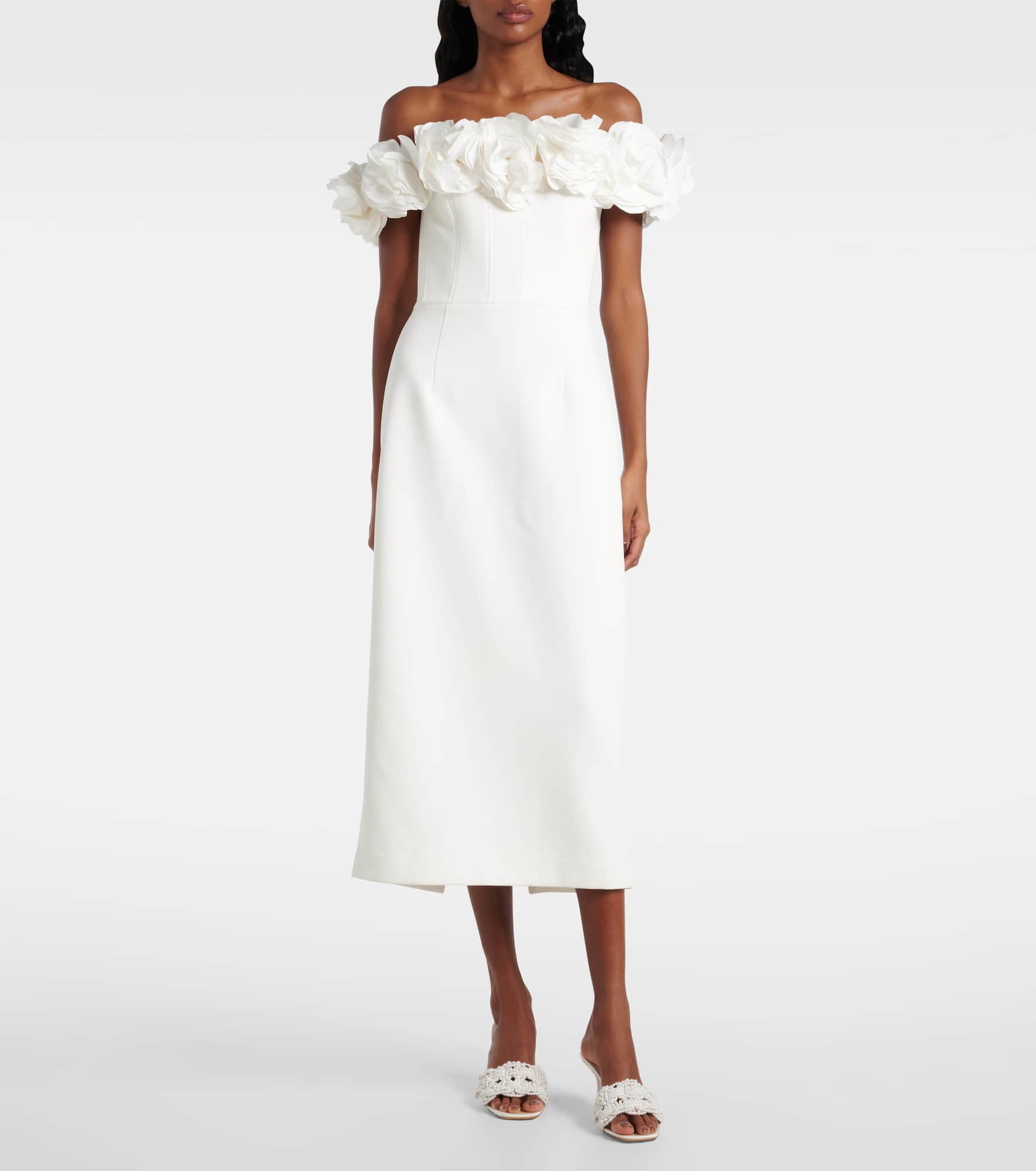 Cary 70 faux pearl-embellished satin mules - 3