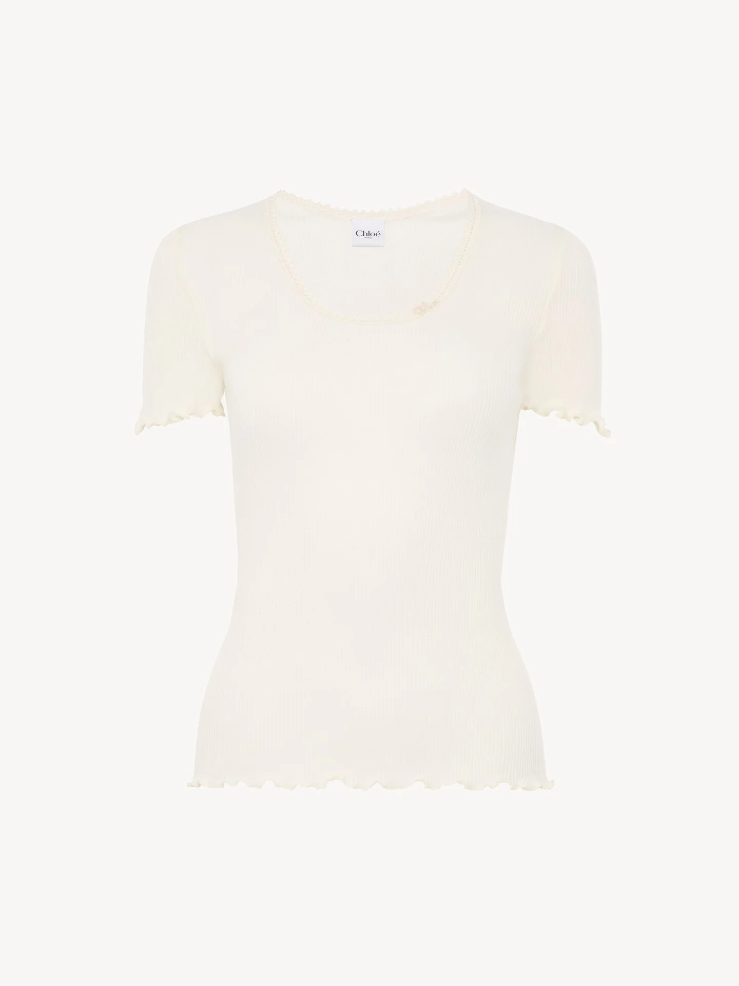 SCOOP-NECK FITTED T-SHIRT IN COTTON & SILK JERSEY - 1