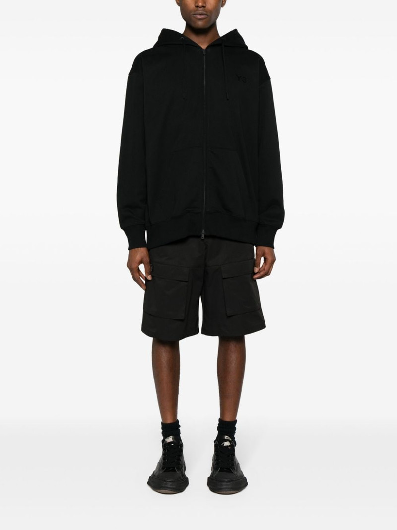 Y-3 logo-appliquÃ© zip-up hoodie outlook