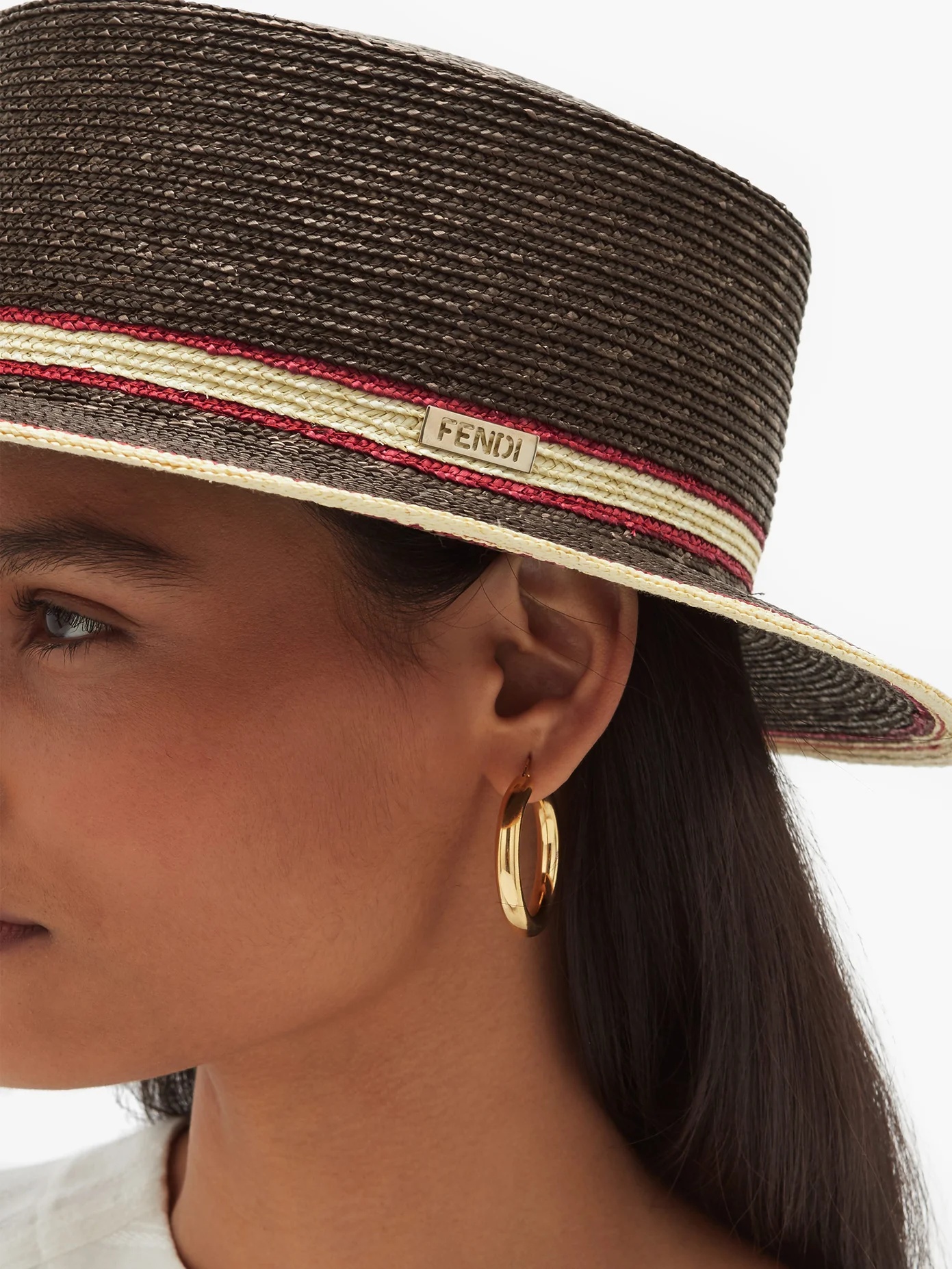 Striped straw boater hat - 3