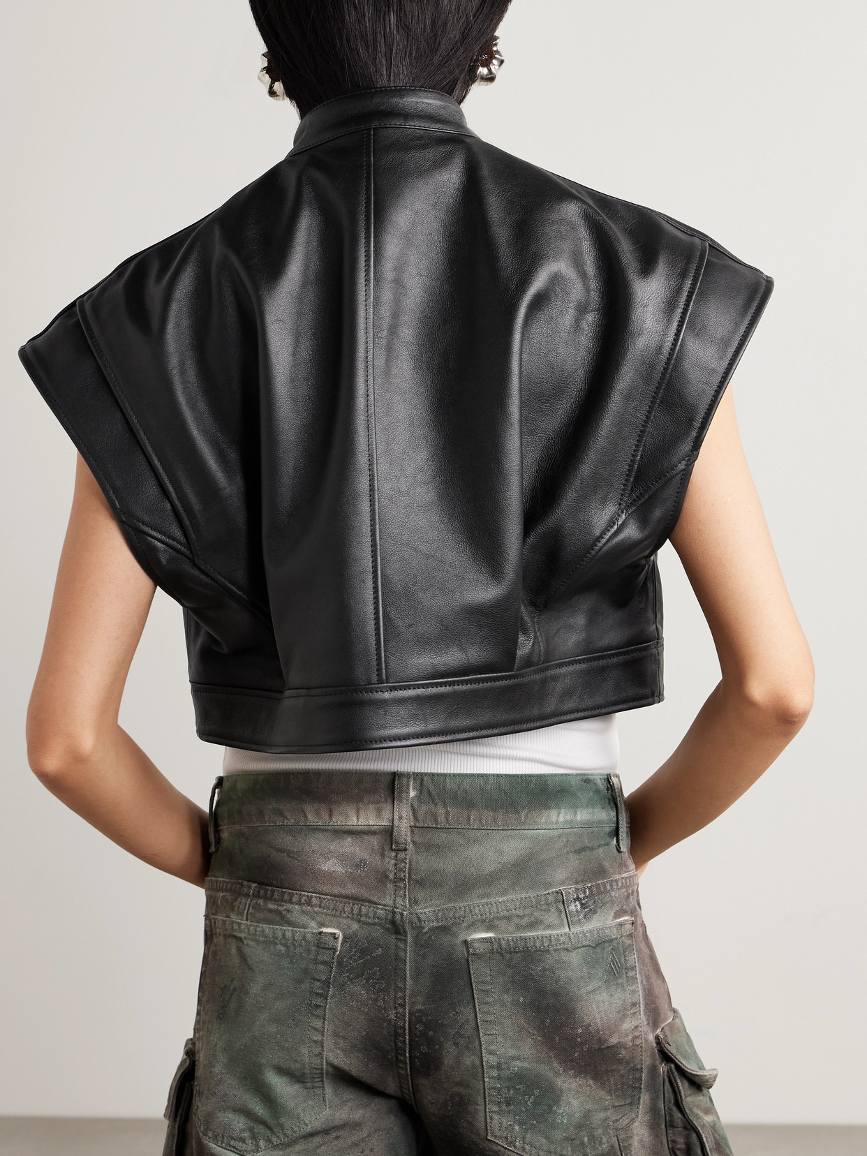 Cropped Leather Vest - 3