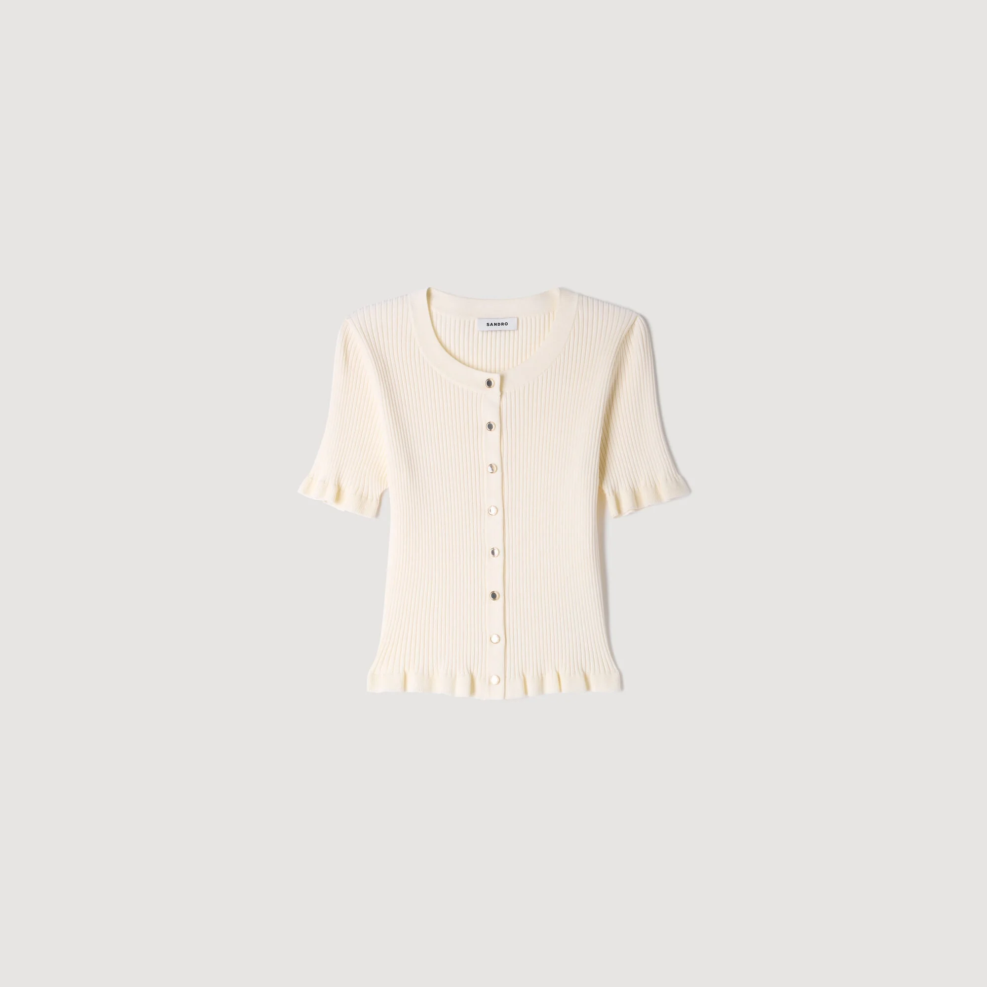 RUFFLED RIB KNIT SHIRT - 1