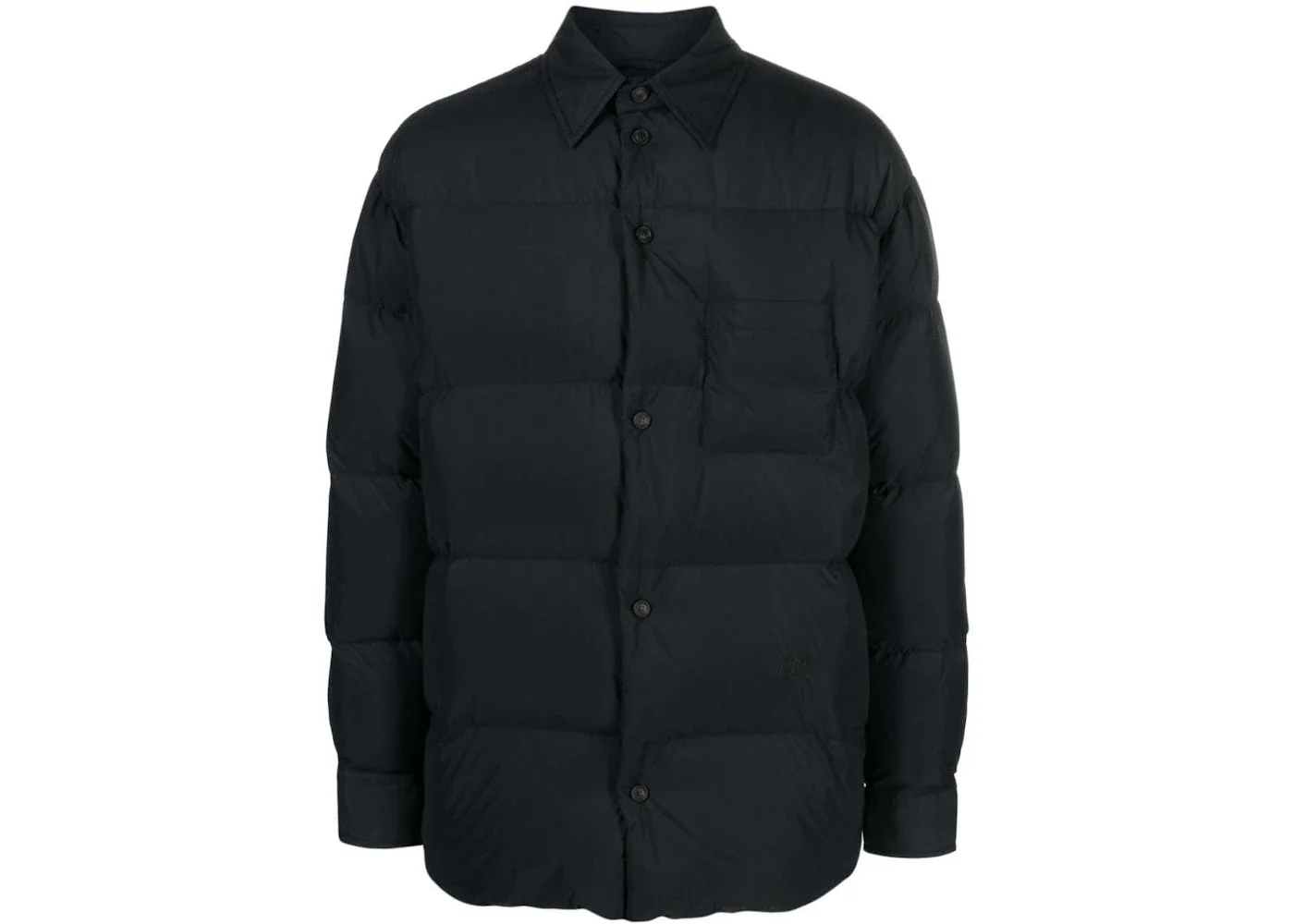 OFF-WHITE Button-Front Puffer Jacket Black - 1