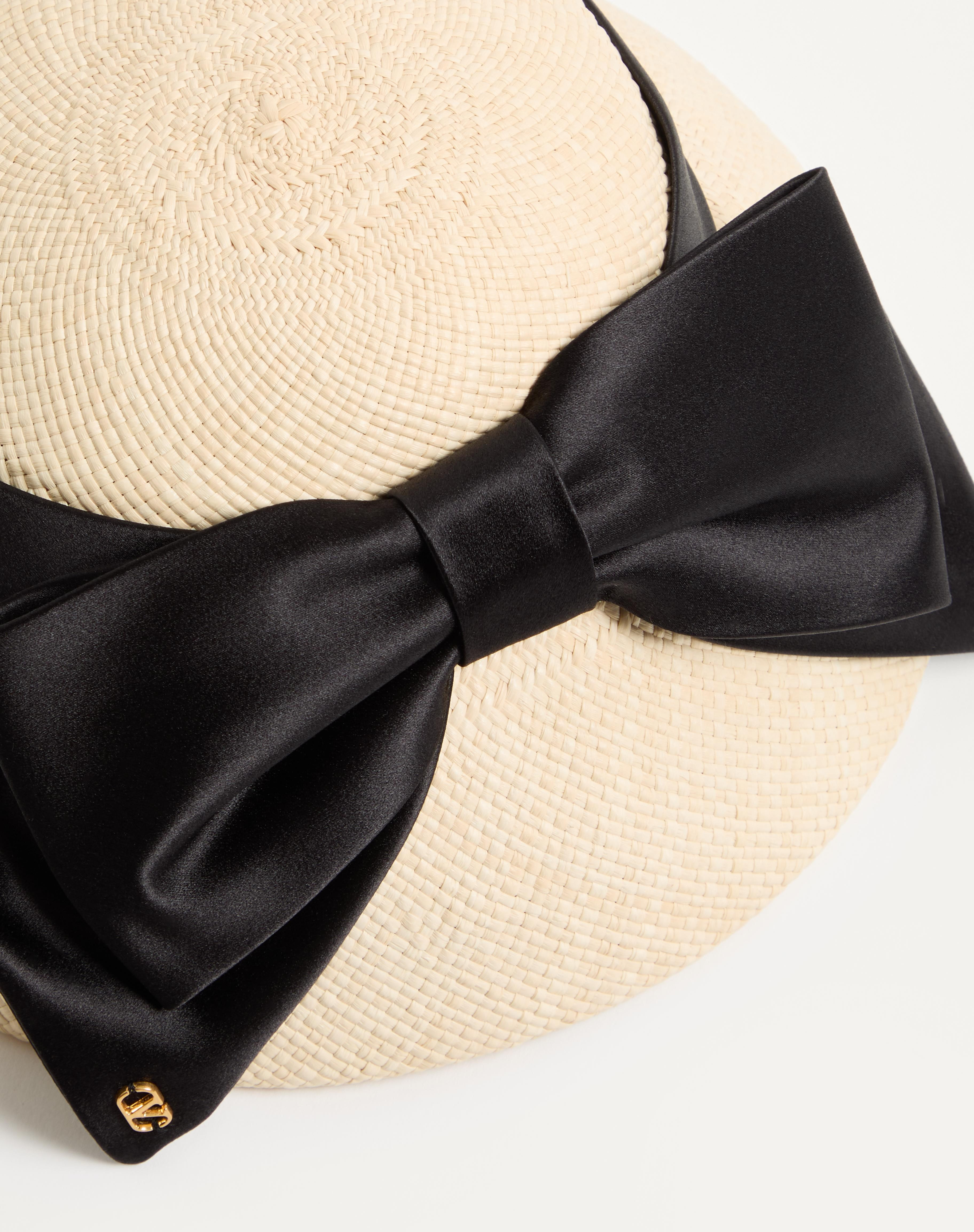 VLOGO SIGNATURE PANAMA BUCKET HAT WITH SATIN BOW - 5