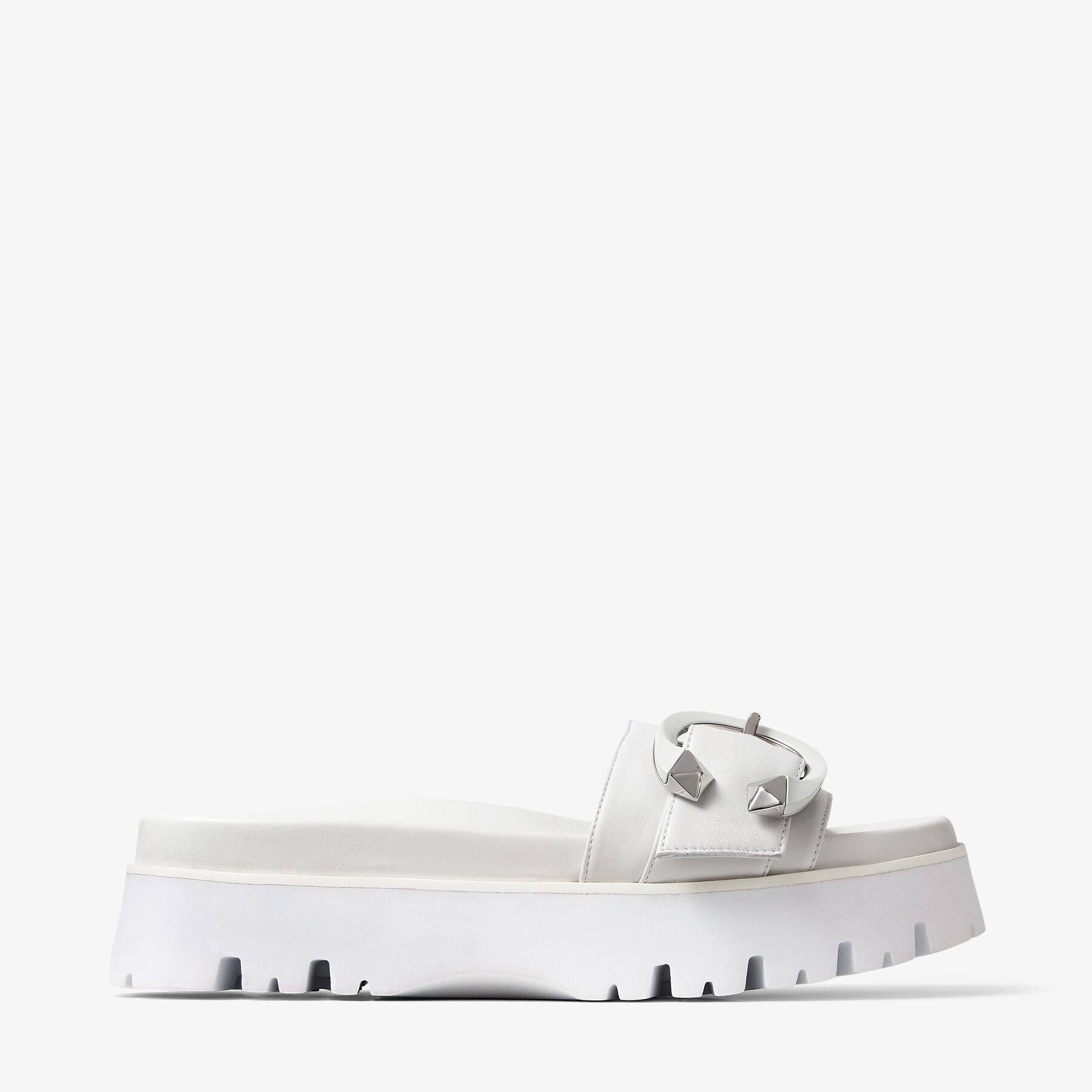 Maiti Flat
White Nappa Leather Platform Sandals with C-Buckle - 1