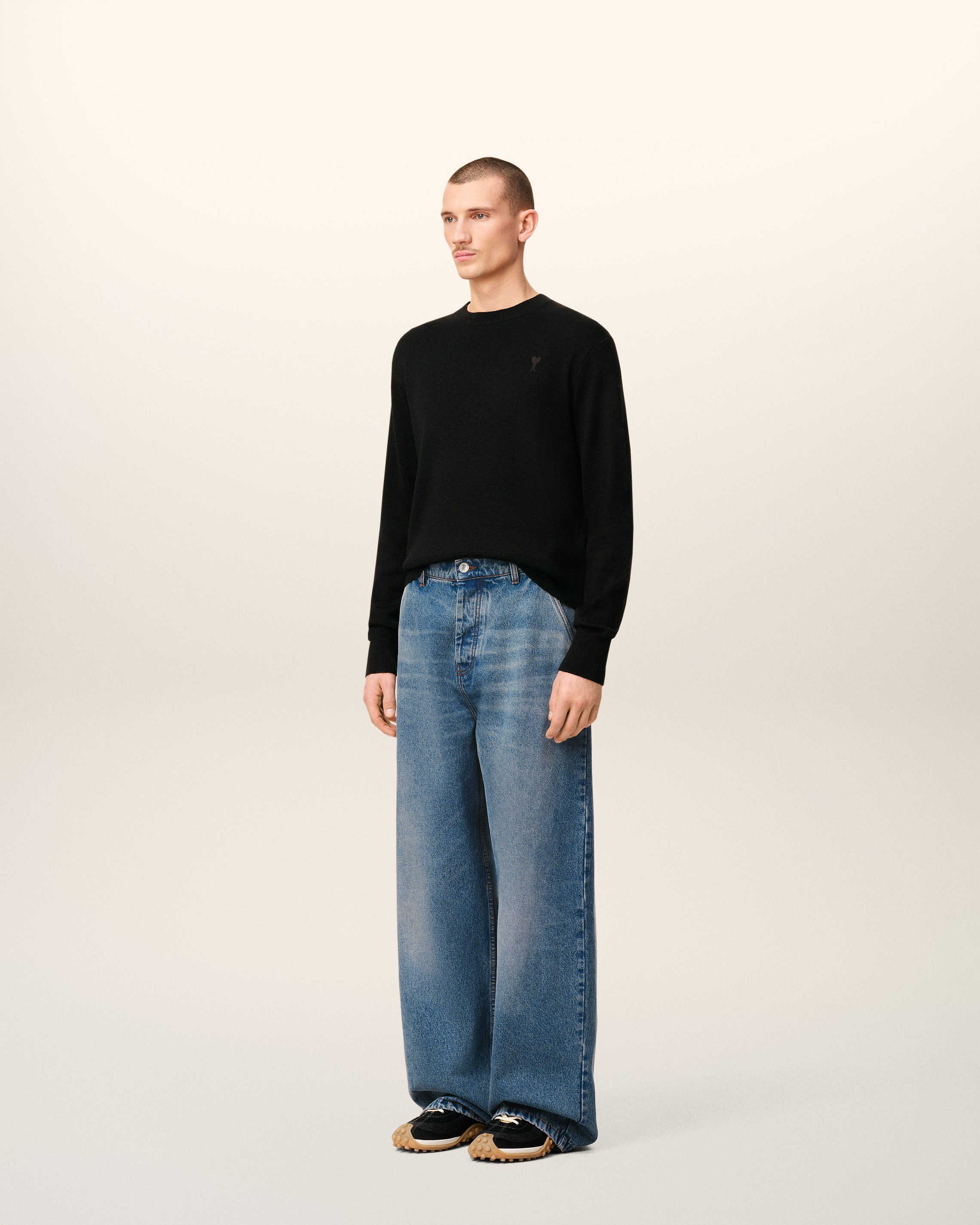 BLUE COTTON WIDE FIT JEANS - 6