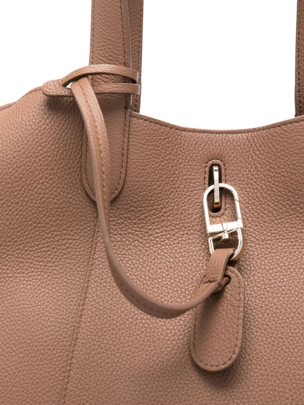 grained leather tote bag - 3