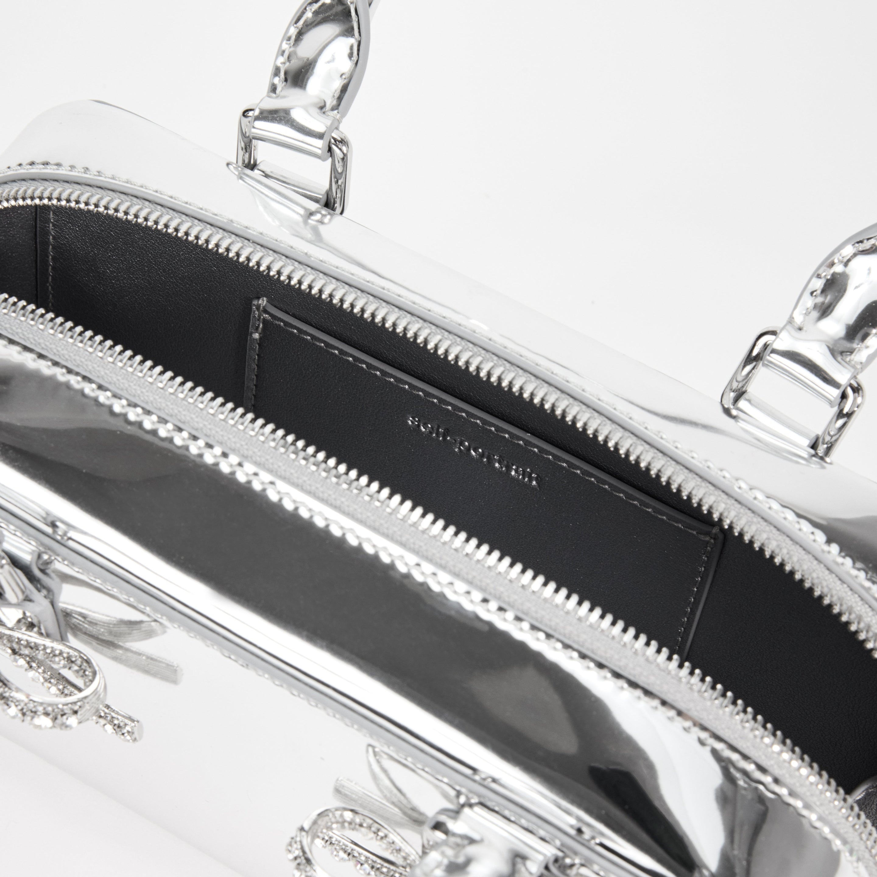 Metallic Silver Leather Mini Tote Bag - 4