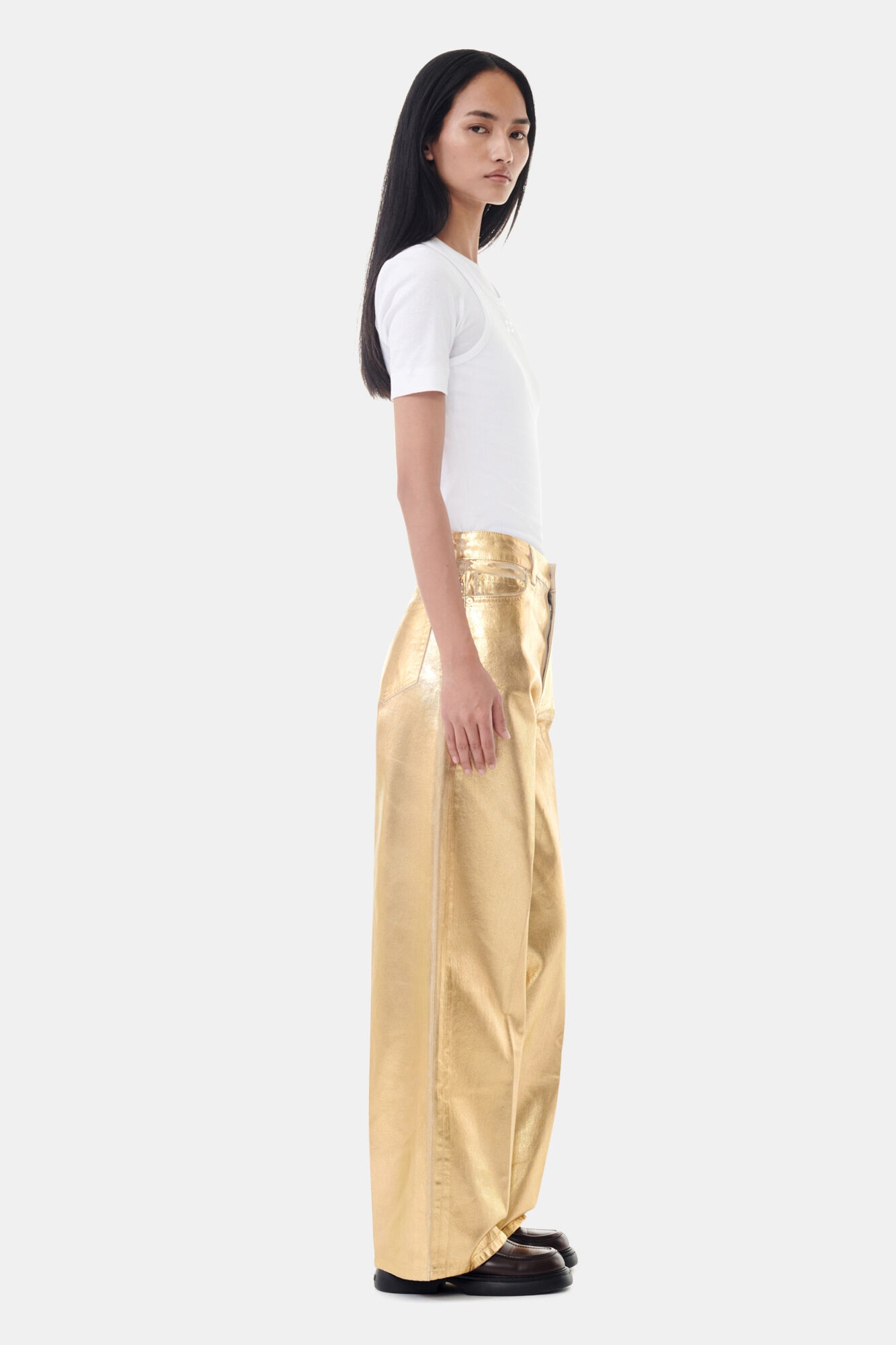 GOLD FOIL WIDE JEANS - 3