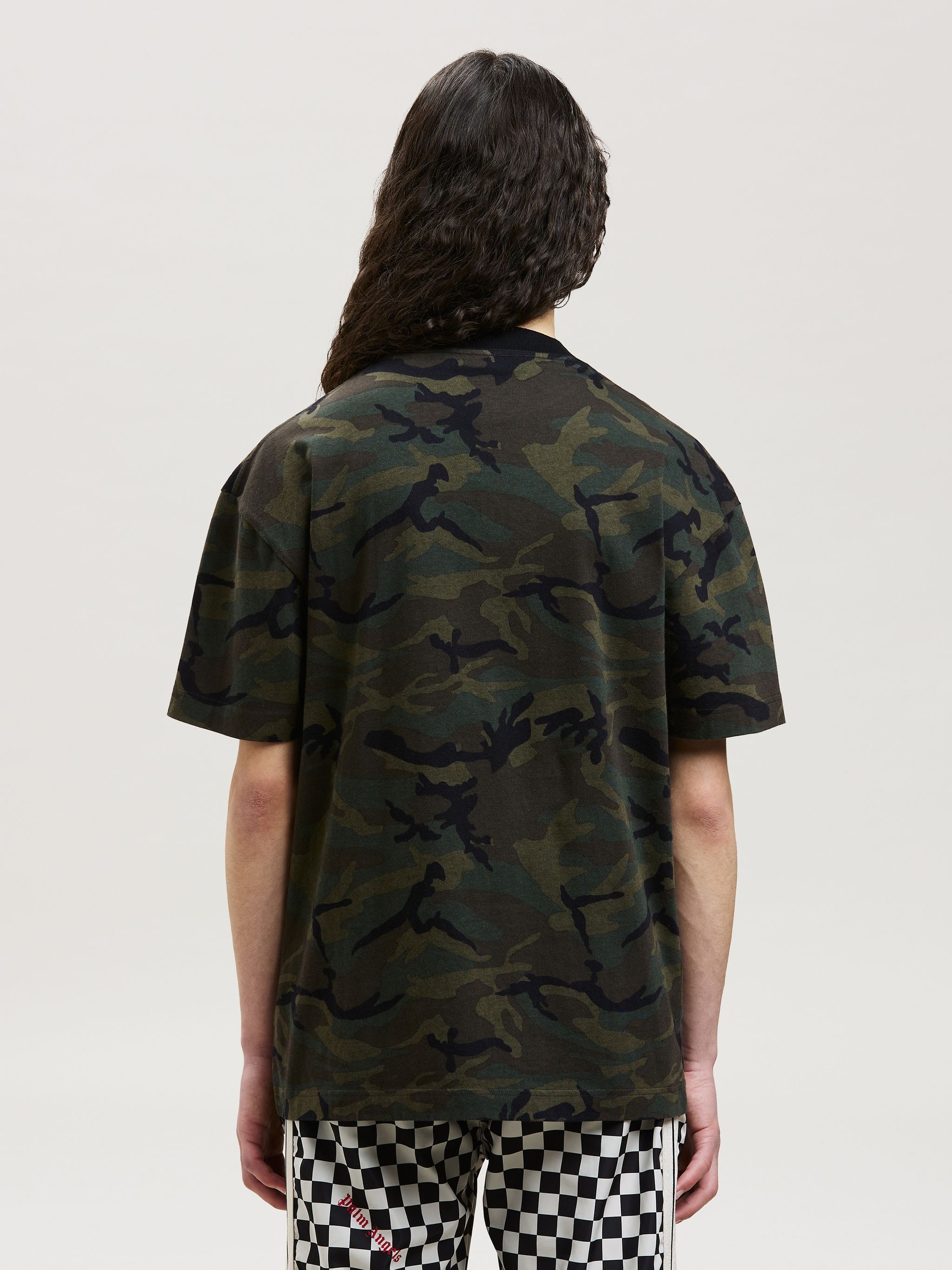 camouflage-print rhinestone logo T-shirt - 5
