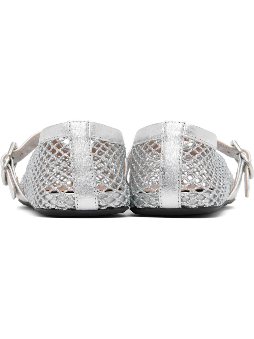 Silver Fishnet Ballerina Flats - 2